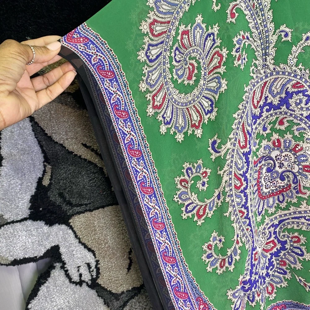 Talbots Green Paisley Handkerchief Top | Boho Poncho Style